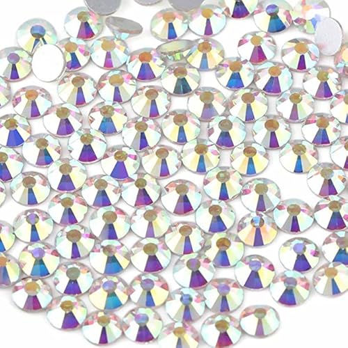 Beadsland 2880pcs Flat Back Crystal Rhinestones Round Gems for Nail Art and Craft Glue Fix, Crystal AB,SS20,4.6-4.8mm