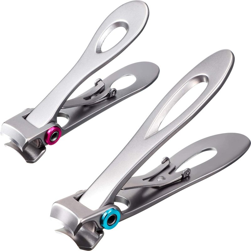Mudder 2 Pieces Oversized Thick Nail Clippers for Tough Toenails Fingernails Stainless Steel Fingernail Clipper Ultra Wide Jaw Sharp Trimmer Ingrown Manicure Pedicure Men Women Elder, 2 Size(Sliver)