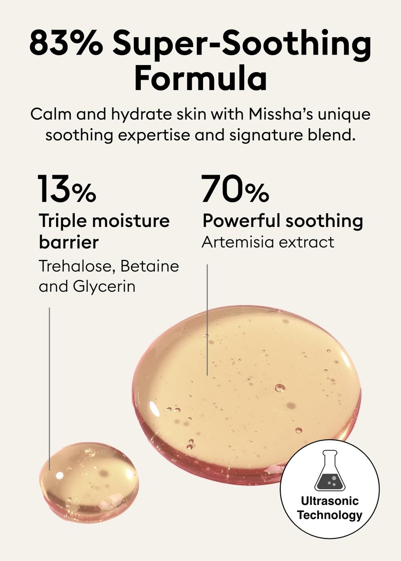 MISSHA Artemisia Calming Ampoule 1.69 Fl oz / 50ml - Face Serum for Sensitive Skin, Korean Skin Care with Double-Fermented Mugwort Extract, Hydrating & Skin Barrier Support