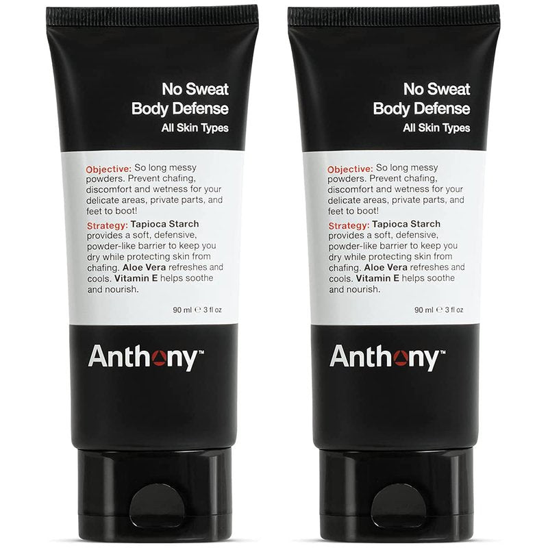 Anthony No Sweat Body Defense Deodorant for Men - Anti-Chafing, Talc-Free, 3 Fl Oz (Pack of 2)