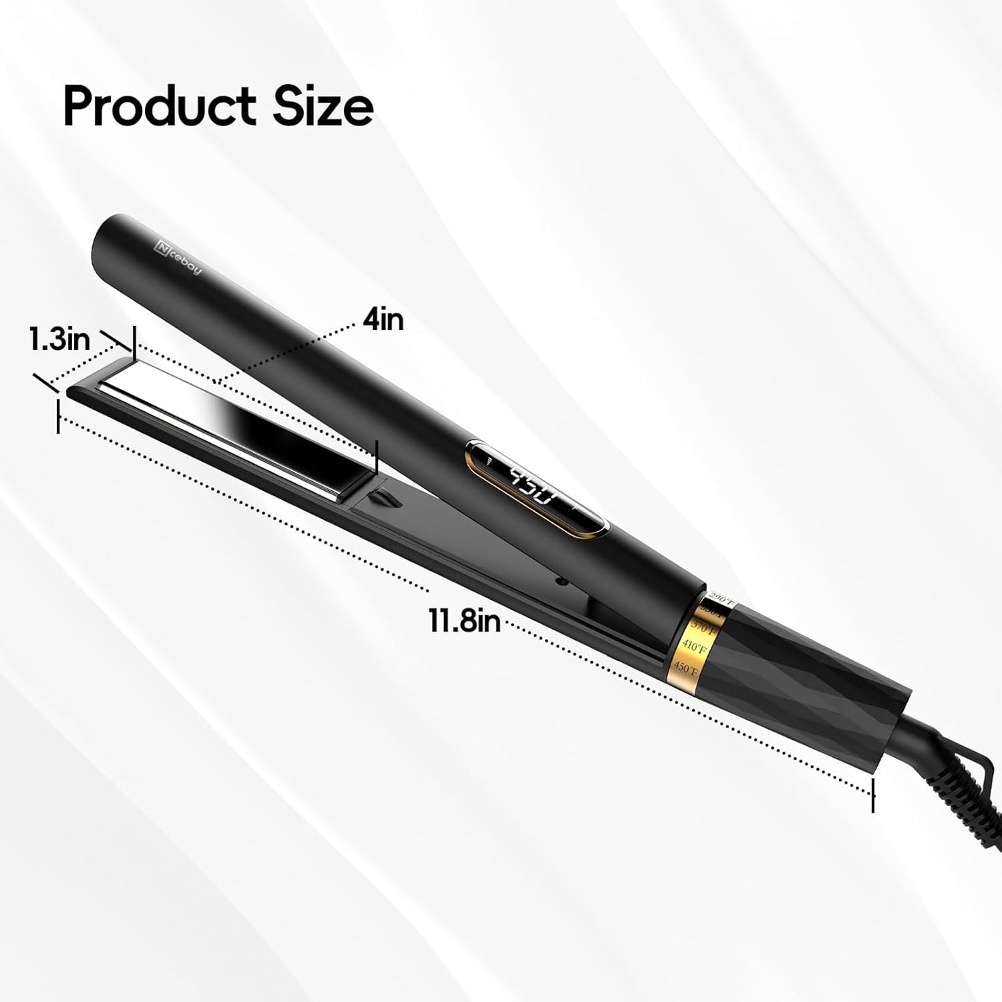 Flat Iron Hair Straightener - 1 Inch Titanium Curler with Fast Heating & 5 Temp Settings | Travel-Friendly Design