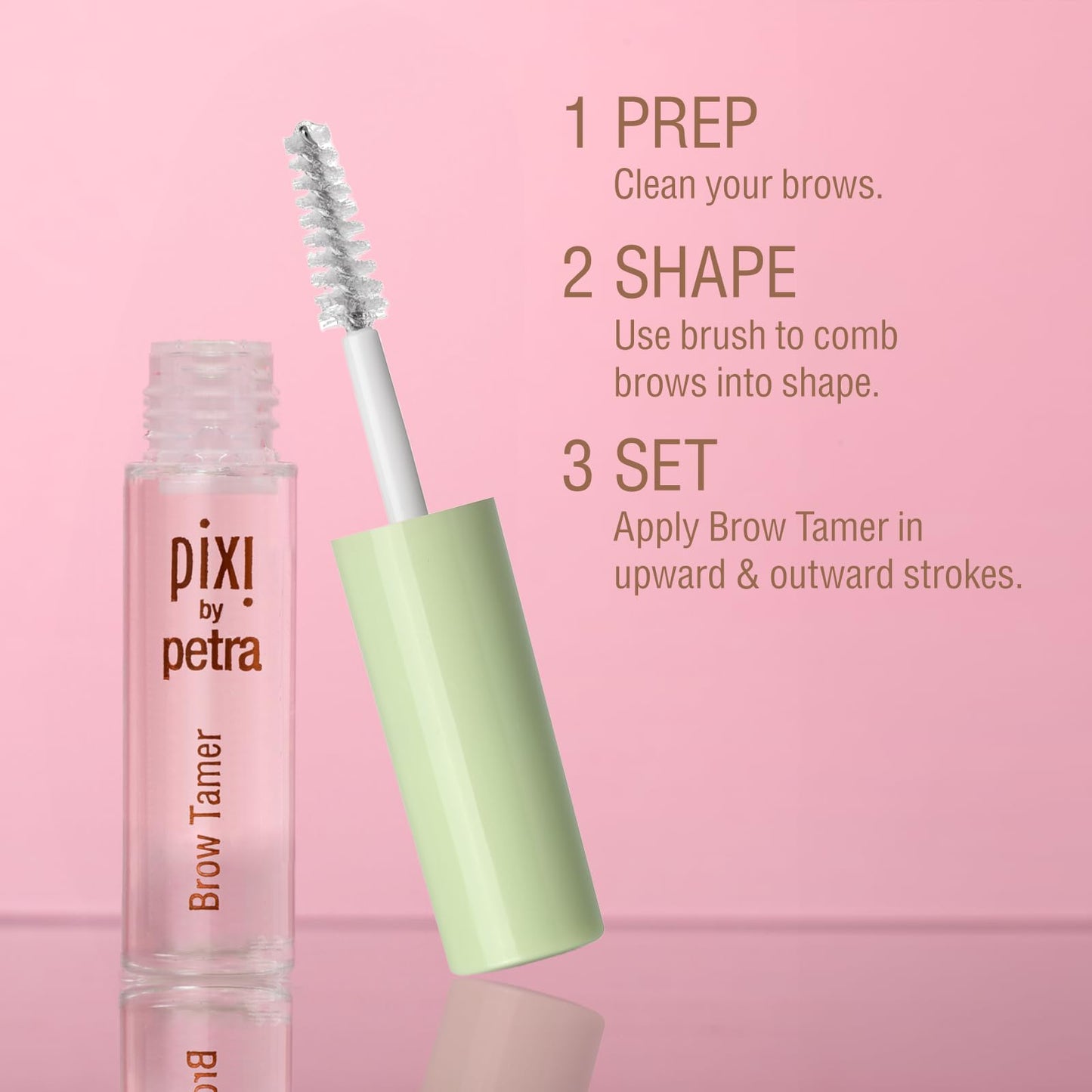 Pixi Beauty Brow Tamer Clear Eyebrow Gel, Long-Wearing Translucent Brow Setting Gel with Aloe Vera and Panthenol, Shapes Defines and Holds Brows, Non-Crunchy Flexible Hold, 4.5 ml / 0.15 fl oz