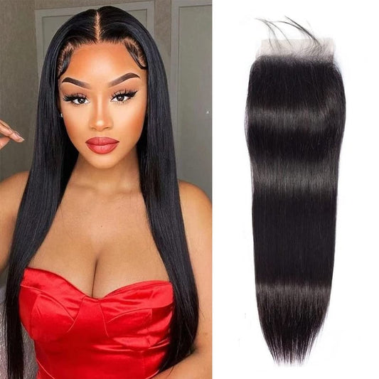 4x4 Straight Lace Closure Human Hair 18 Inch HD Lace Closure Free Part 100% Brazilian Virgin Hair Straight Transparent Lace Pre Plucked with Baby Hair