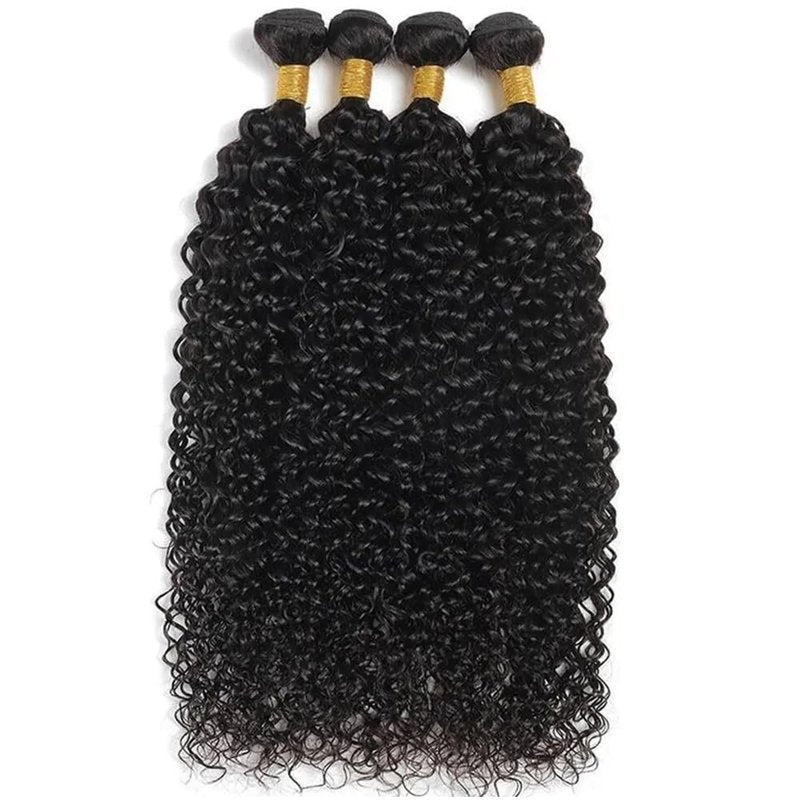 Kinky Curly Human Hair Bundles Afro Curly Bundles Human Hair Natural Black 12 14 16 Inch Quick Weave Unprocessed Remy Hair Extensions For Women Double Weft 300G