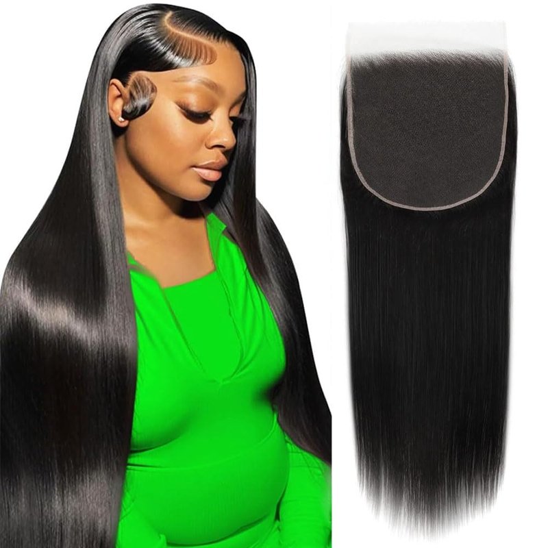 QTHAIR 5x5 Straight Transparent Lace Closure - 150% Density, Pre-Plucked Natural Hairline | 20" Length