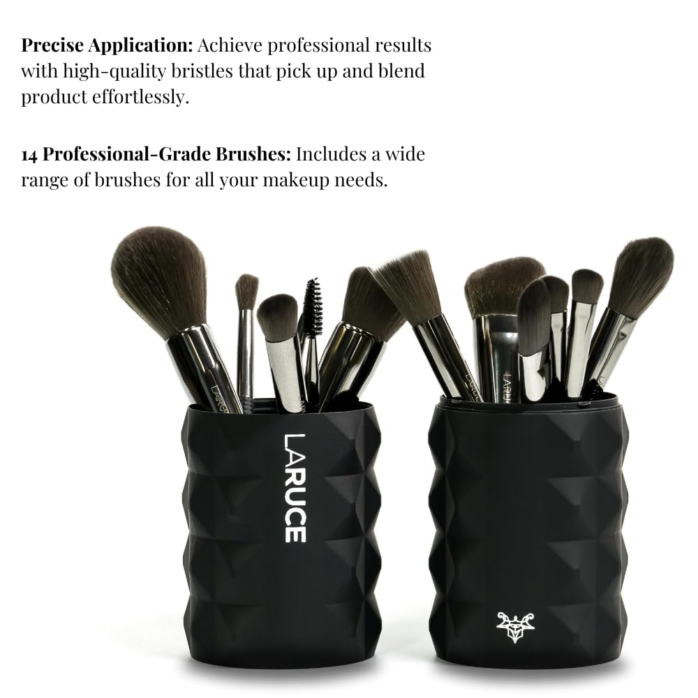 LARUCE 5PC Professional Vegan Eye Makeup Brush Set | Apply Foundation, Blend, Define, Shade, Highlight & More