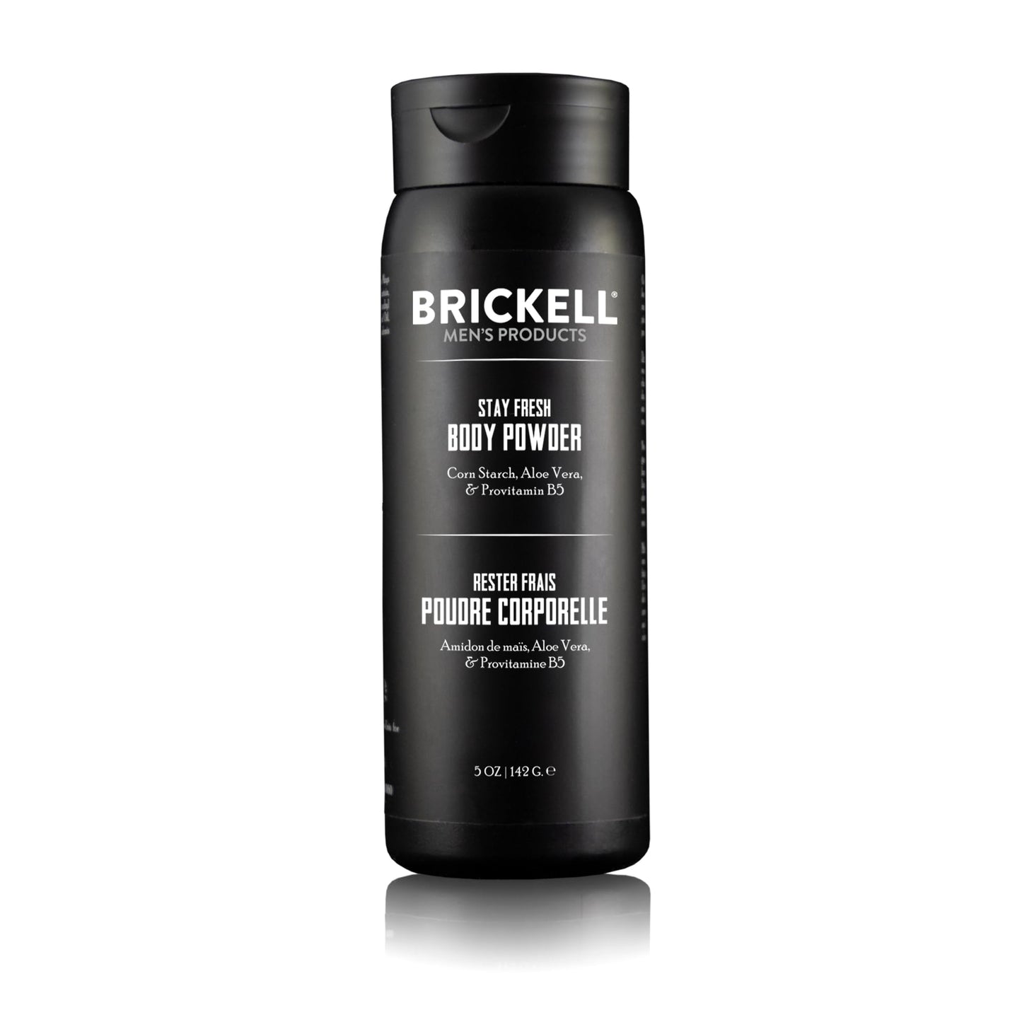 Brickell Men's Products Stay Fresh Body Powder for Men, Natural and Organic Talc-Free, Absorbs Sweat, Keeps Skin Dry, Unscented, 5 oz