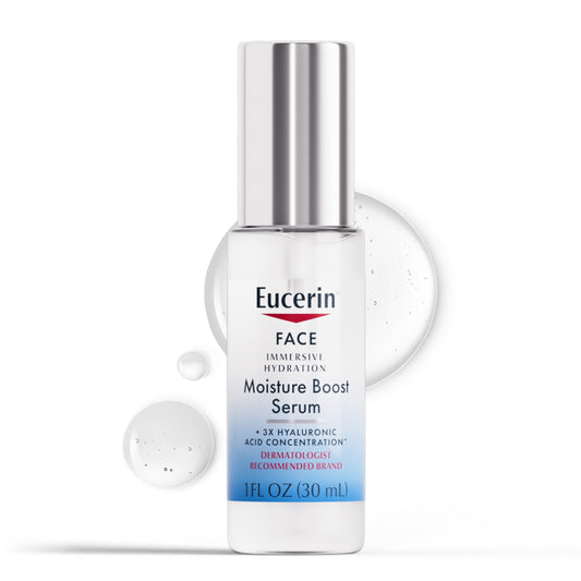 Eucerin Face Immersive Hydration Moisture Boost Face Serum, Ultra-Lightweight Hyaluronic Acid Serum Improves the Look of Fine Lines and Wrinkles, Facial Moisturizer for All Skin Types, 1 Fl Oz Bottle