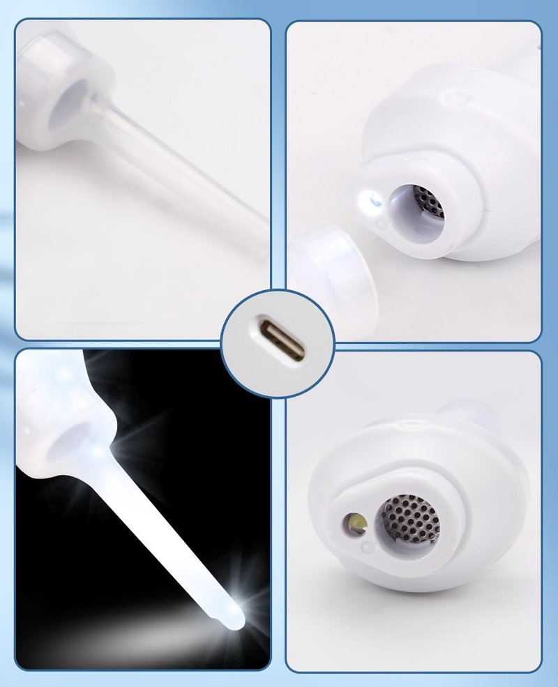 Electric Ear Wax Suction Remover, USB Rechargeable Ear Suction Device with LED Light, Strong Ear Wax Vacuum Cleaning Tool with Reusable Silicone Tips – Ivory