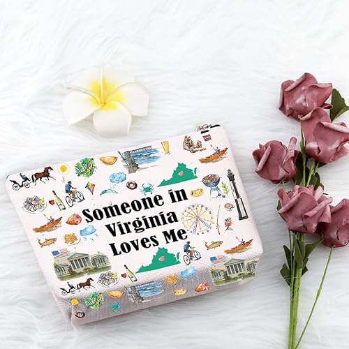 PXTIDY Virginia Travel Makeup Bag Long Distance Relationships Gift Someone In Virginia Loves Me Bag Virginia Souvenir Gift