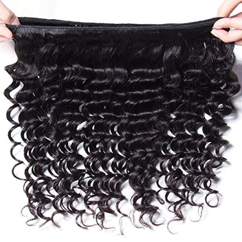 UNICE Deep Wave Human Hair Weave 1 Bundle 26 inch Unprocessed Brazilian Virgin Human Hair Sew in Extensions Natural Black Color Can be Dyed and Bleached