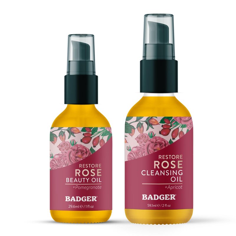 Rose Cleansing Oil - USDA Organic Moisturizing Face Oil in Eco-Friendly Glass Bottle