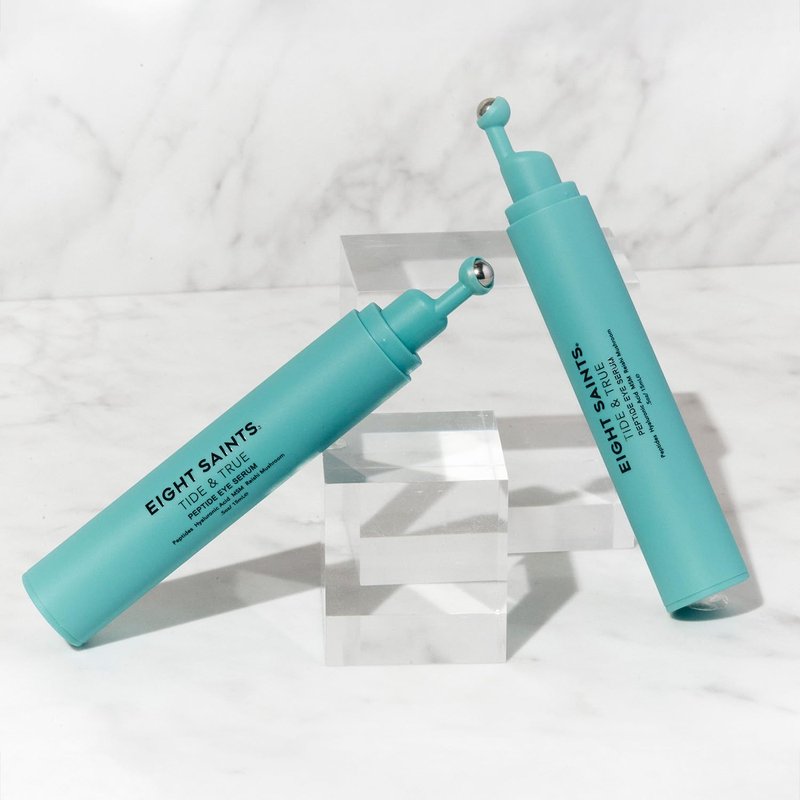Eight Saints Tide & True Peptide Eye Serum for Puffiness & Wrinkles, Under Eye Roller Ball Treatment for Dark Circles & Fine Lines, with Peptides, Hyaluronic Acid, and Reishi Mushroom, 0.5 fl oz