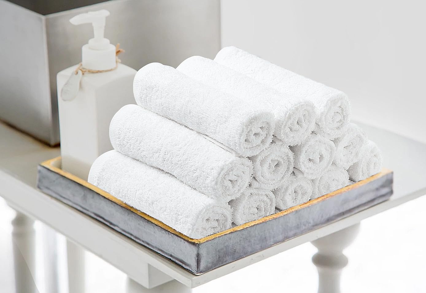 Avalon Towels Wash Cloths for Showering 48 Pack 100% Cotton White Washcloths Bulk 12x12 Wash Rags, Facial Towel, Face Towels for Body, Bath Washcloth, Fingertip Towel