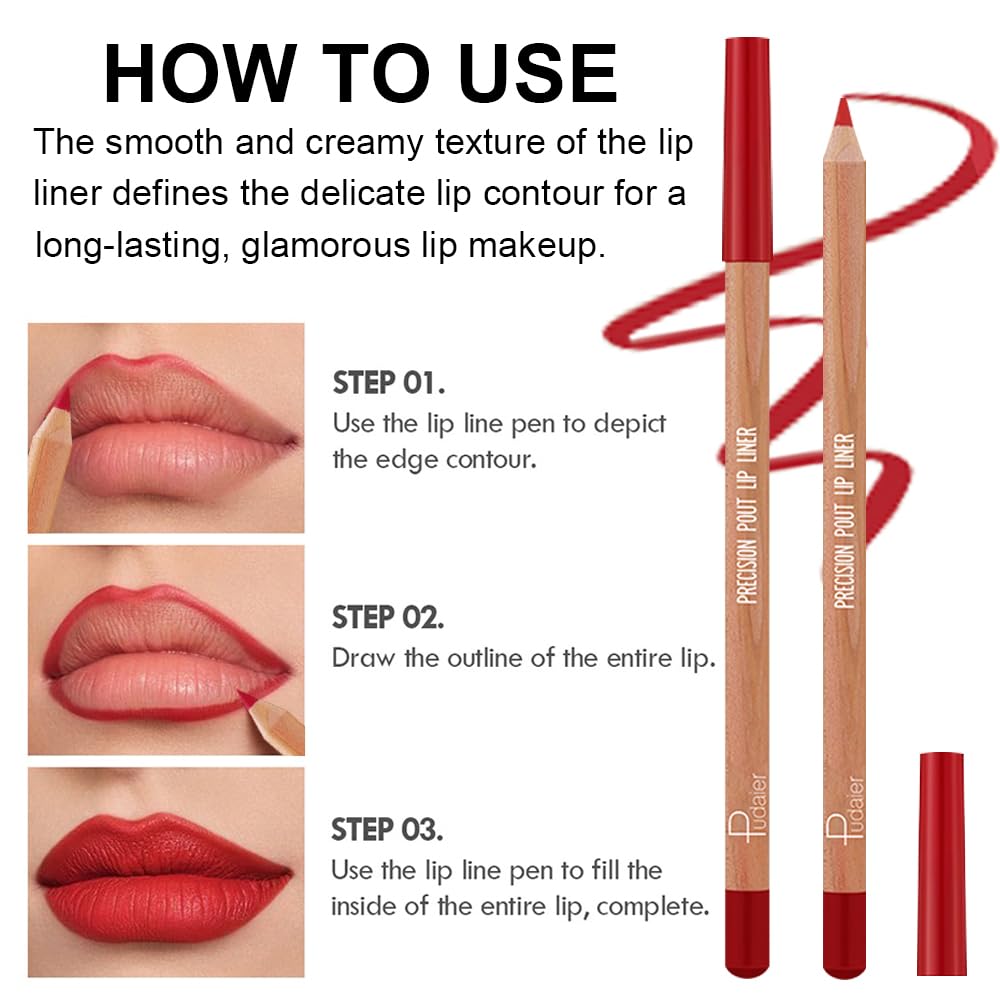 KIMIEYE 12 Colors Lip Liner Set, Matte Finish Series Lip Liners Pen, Set A