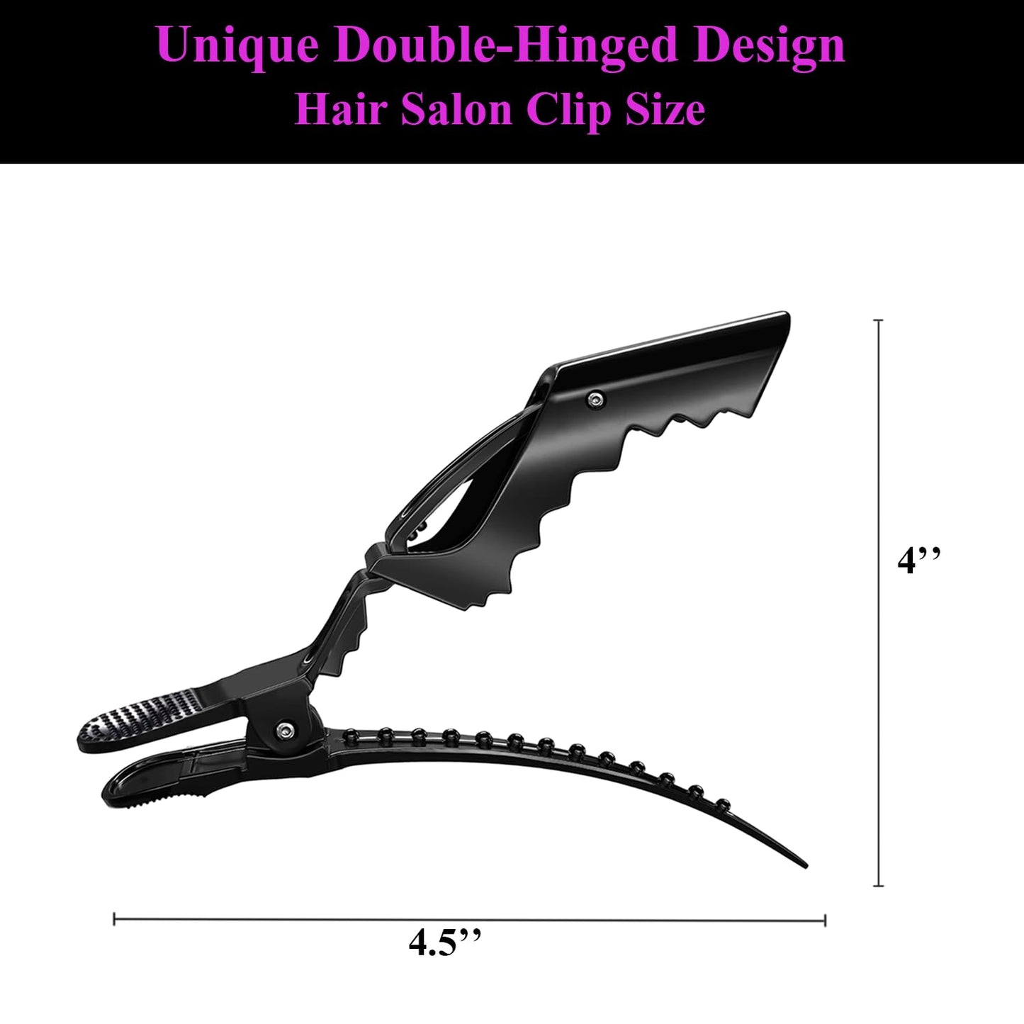 Alligator Hair Clips for Women - 100 Pcs Professional Styling Clips with Wide Teeth & Double-Hinged Design | Black