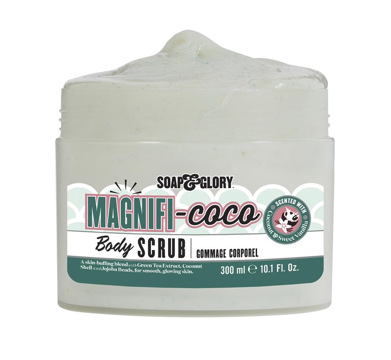 Soap & Glory Magnificoco Buff and Ready Coconut Body Scrub - Smoothing & Buffing Body Scrub - Coconut Scented Body Polish - Brightening with Green Tea Extract (300ml)
