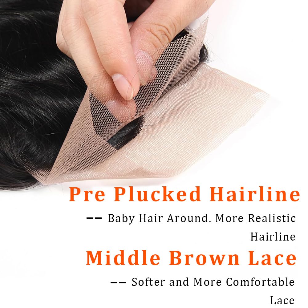 Lace Frontal Deep Wave 14 Inch | 150% Density Unprocessed Brazilian Human Hair with Baby Hair for Black Women
