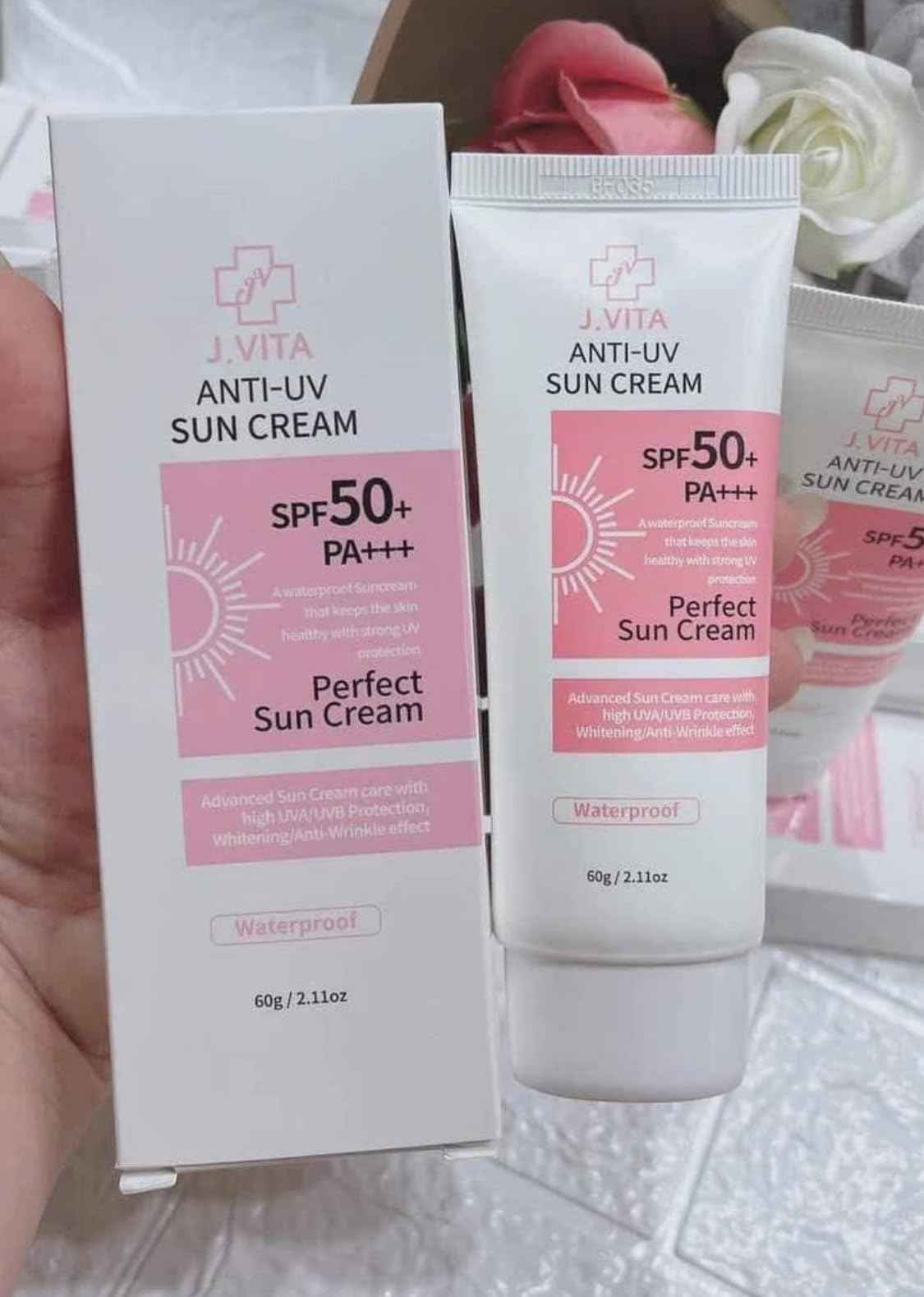 Korea J.Vita Anti-UV Sun Cream 60g / 2.11oz. SPPF50+ PA+++Perfect Waterproof Sunscreen that Keeps Skin Moisturize & Healthy with Strong UV Protection