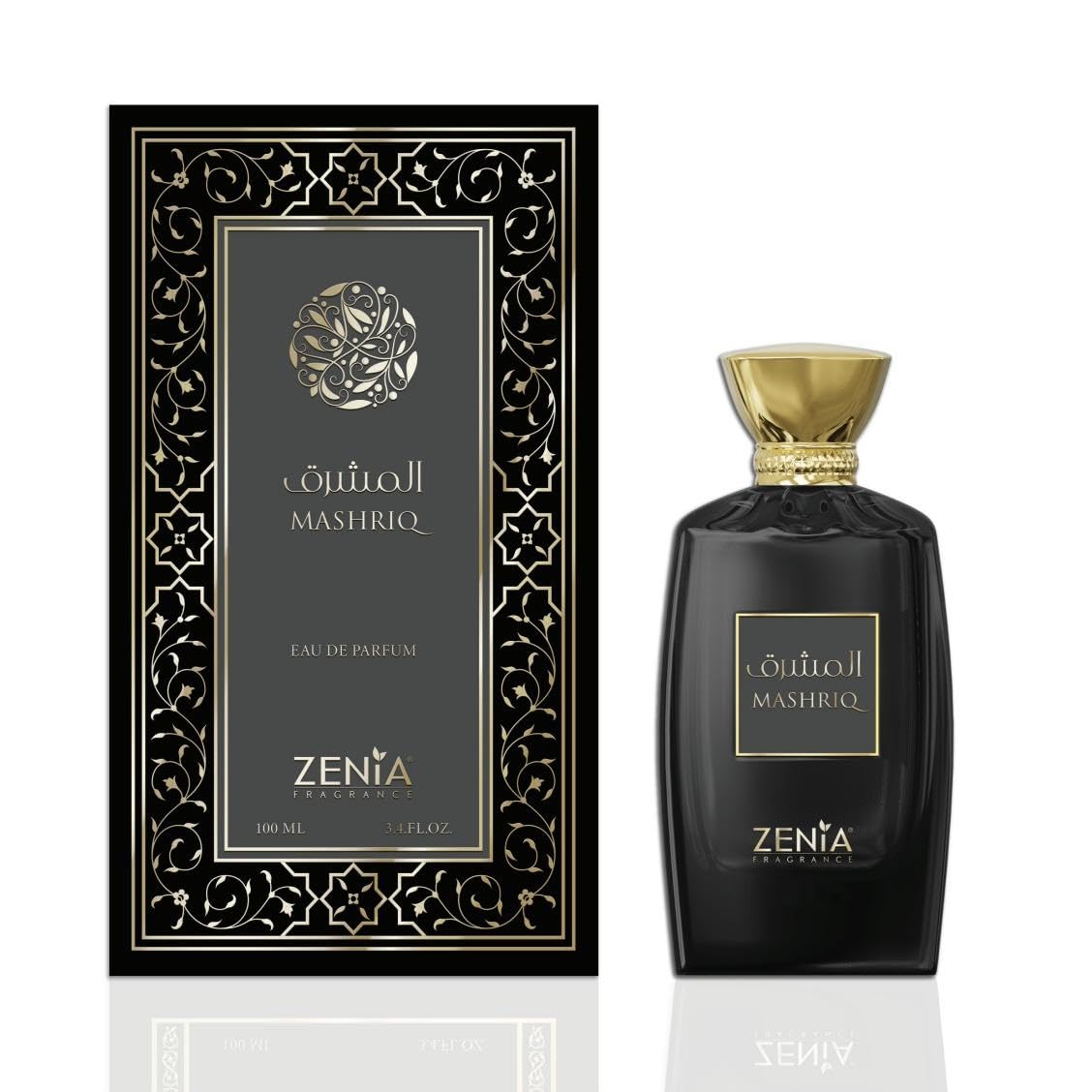 Zenia Mashriq Eau de Parfum EDP Spray for Men & Women – 3.4oz / 100ml | Long Lasting Warm Spicy Gourmand Fragrance with Cognac, Caramel, Cinnamon & Vanilla