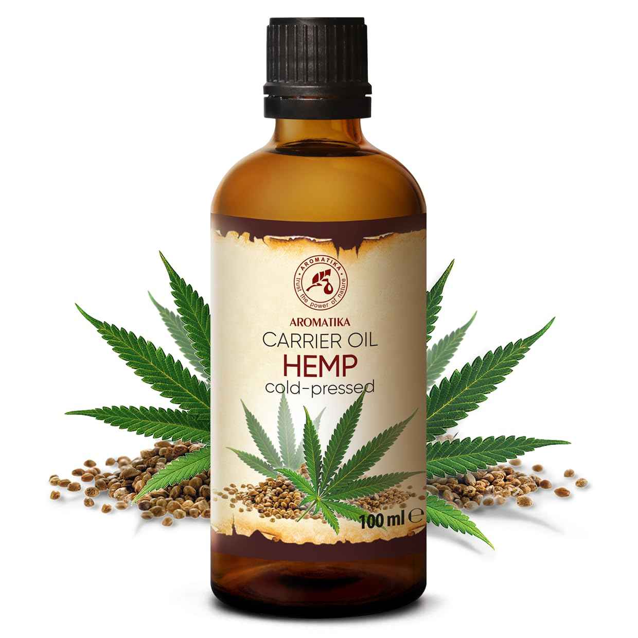 Hemp Oil 3.4 Fl Oz - Pure & Natural - Cold Pressed Hemp Seed Oil - Unrefined Carrier Oil for Essential Oils - for Skin - Nails - Lips - Hair - Face & Body Care