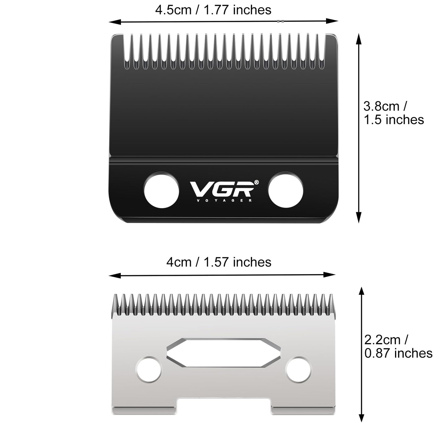 VGR 001 Clipper DLC Carbon Steel Blade Replacement, Professional Precision Ceramic Moving Clipper Blades with 2 Pairs Screws, Model Clipper with Coating Fix Blade Set
