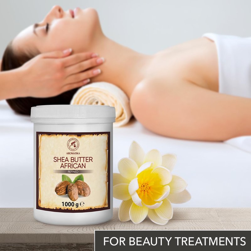 AROMATIKA Shea Butter Refined 35.3 Oz (1000g) - 100% Pure Shea Butter for Body Care - Hair - Face - Body Butter - Butyrospermum Parkii