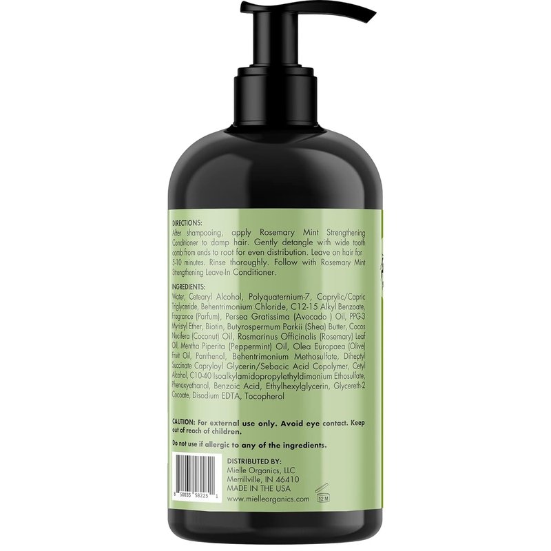 Mielle Organics Rosemary Mint Strengthening Hair Conditioner for Women & Men - Biotin Infused Detangling & Hydrating Conditioner to Increase Manageability & Support Longer, Healthier Strands, 12 oz