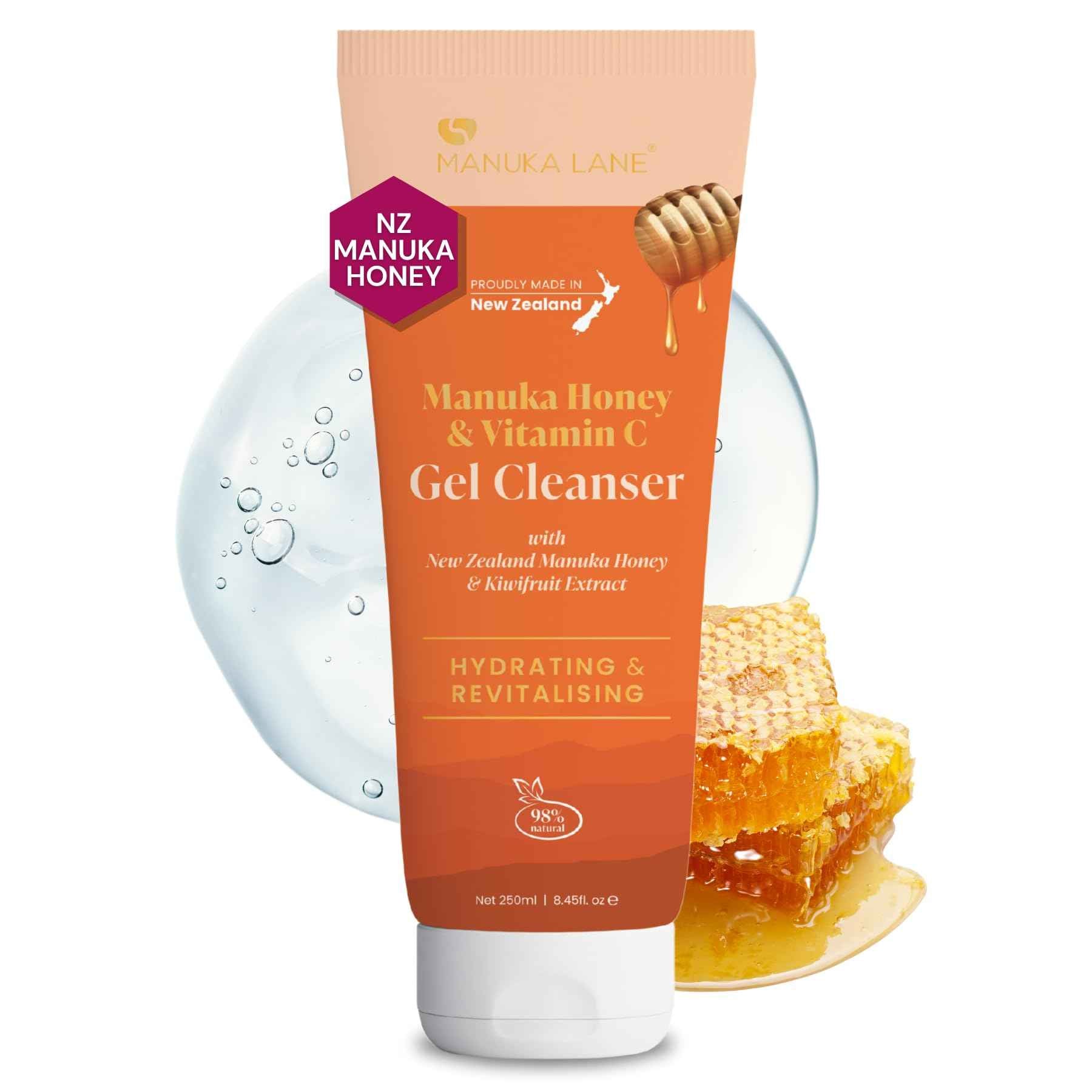 Manuka Lane Manuka Honey & Vitamin C Gel Cleanser for Face and Neck with Kiwifruit Extract | Carefully formulated to keep your skin Hydrating, Revitalising and healthy!