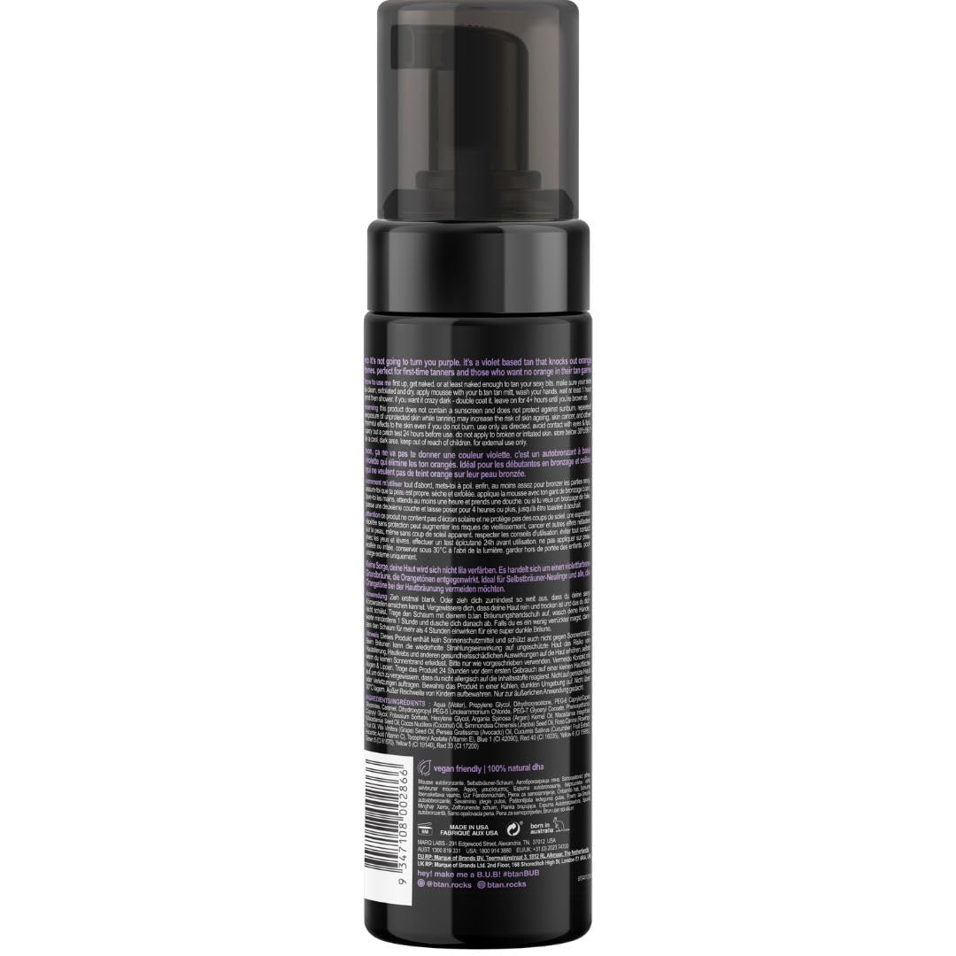 b.tan Violet Self Tanner Kit | Fall In Love at First Tan Bundle - Dark Tanning Mousse with Mitt Applicator, 1 Hour Express, Best Bronzing Glow, No Orange Tones or Fake Tan Smell, Vegan, 6.7 Fl Oz