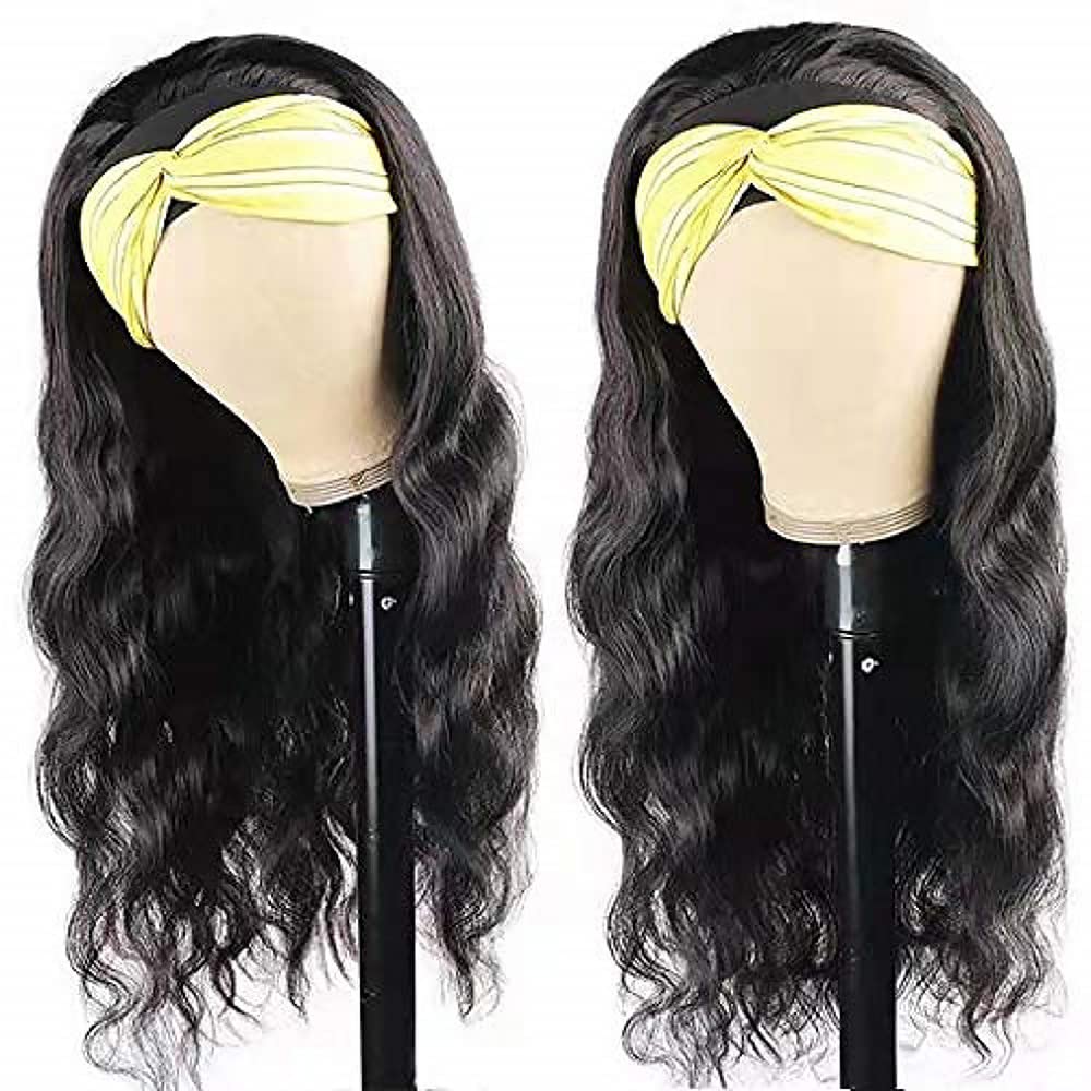 higher Body Wave Headband Human Hair Wig 12 Inch Glueless None Lace Front Wig Brazilian Virgin Hair Wear and Go Wigs for Black Women 150% Density Wigs Natural Color