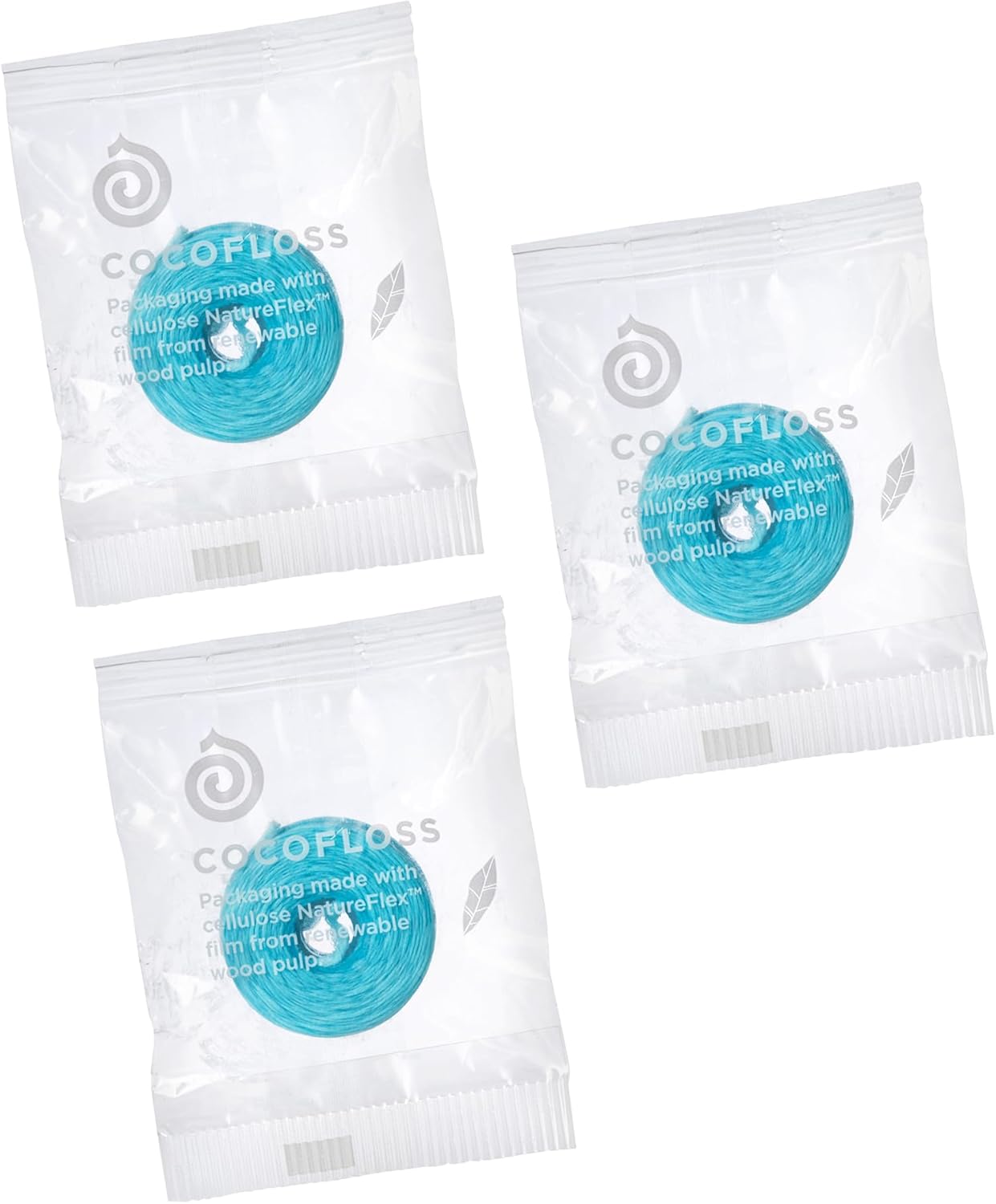 Cocofloss Expanding Woven Dental Floss Refill - Waxed Mint Tooth Floss for Daily Oral Care | Vegan, 3 Pack