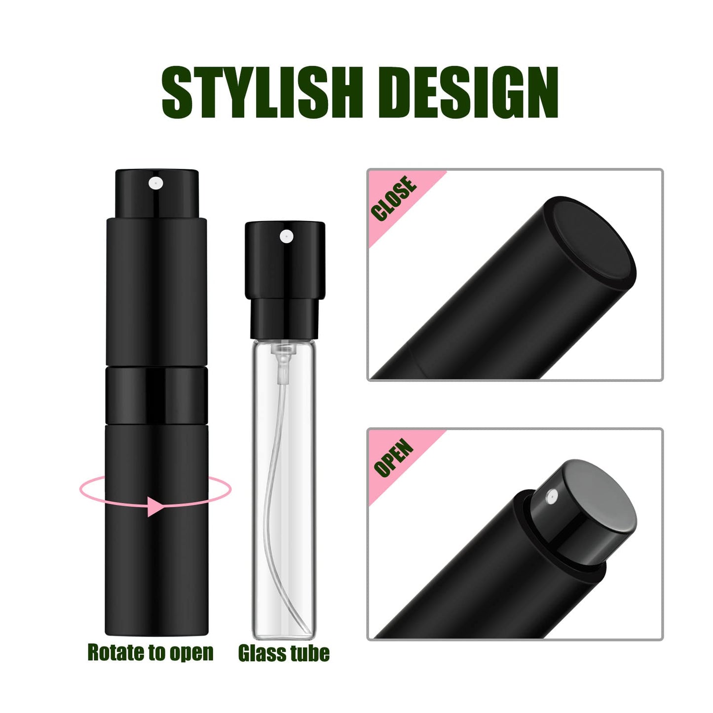 IRON BILL 7 PCS/8ml Portable Mini Perfume Atomizer Bottles, Empty Refillable Spray Bottle with 3 Types of Refill Tools, Pocket Travel Perfume Sample Bottles