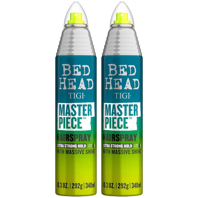 TIGI Bed Head Masterpiece Hairspray 2-Pack – Extra Strong Hold Hairspray, Frizz Control + Shine, Tropical Scent, 10.3 Oz Ea