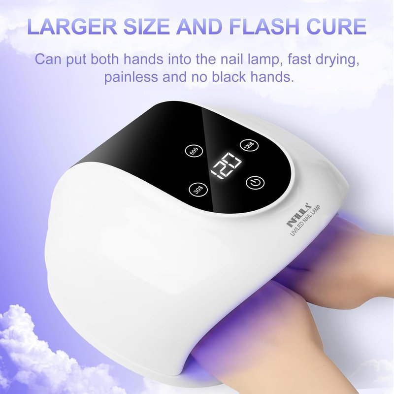 NXJ INFILILA UV Nail Lamp, 268W Faster UV LED Nail Lamp Dryer for Gel Polish, Professional Gel Light with 4 Timers and Automatic Sensor for Hands & Feet for Home Salon (Large)