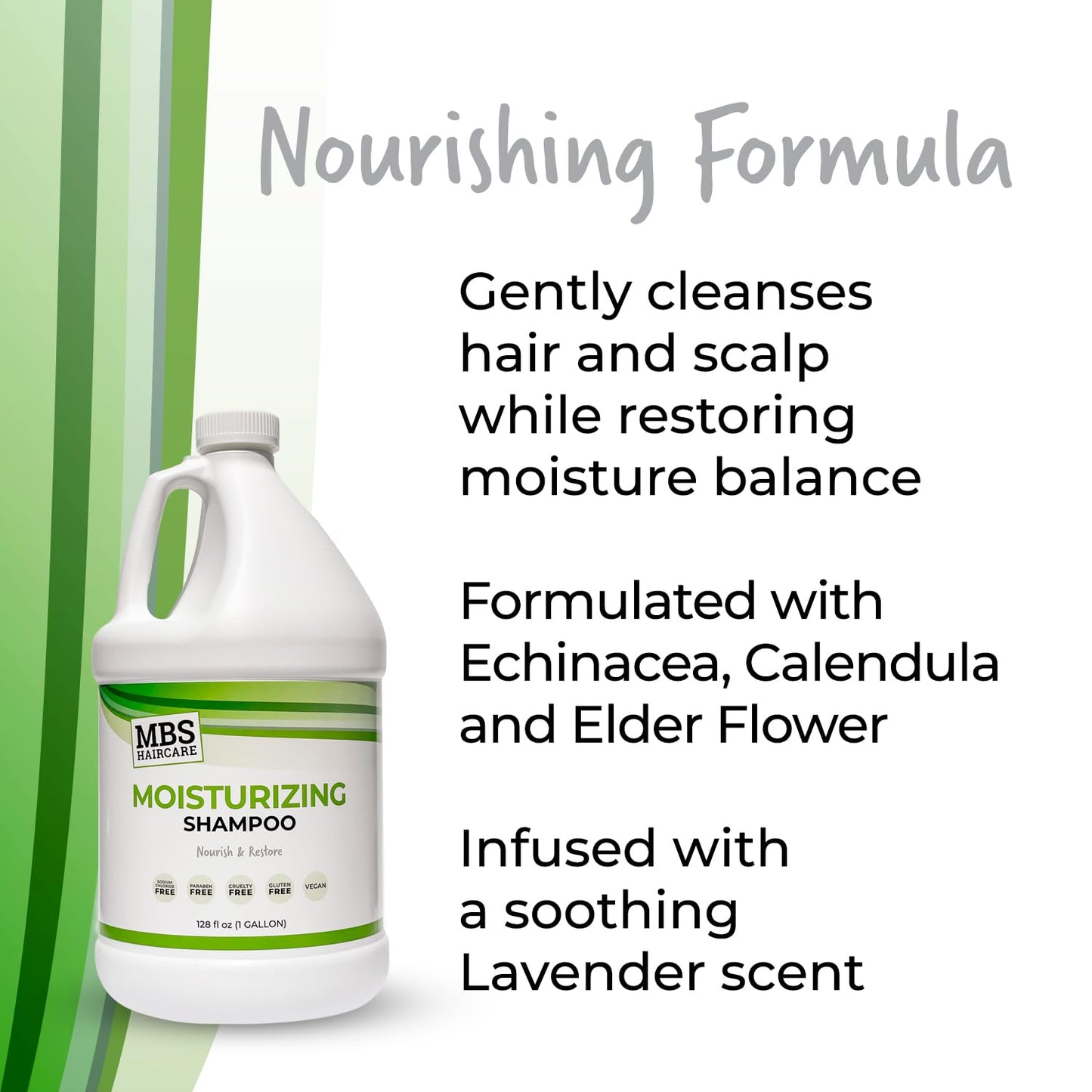 MBS Haircare Moisturizing Shampoo (1 Gal) - Sodium Chloride Free, Paraben Free, Vegan
