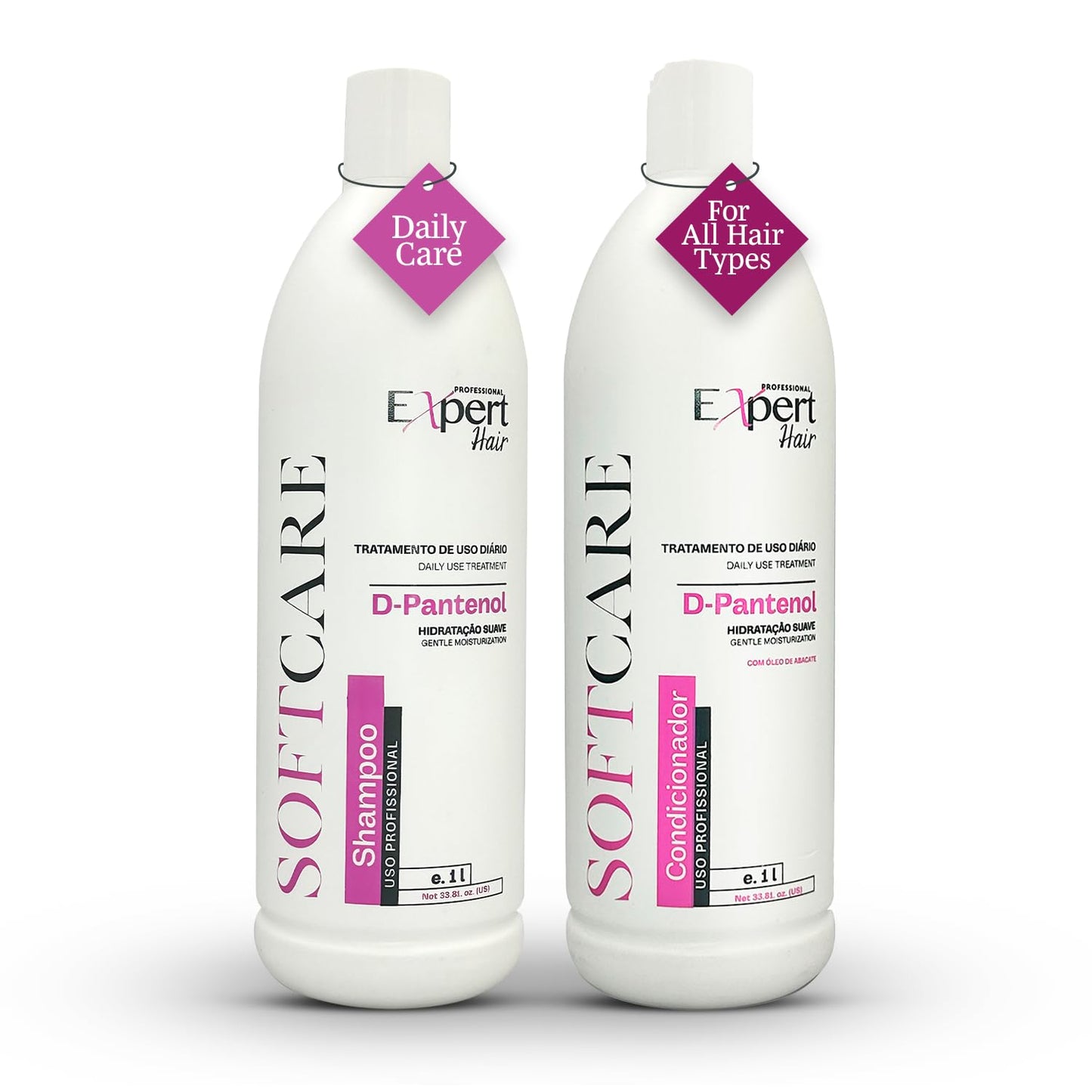 Expert Hair Soft Care Biotin Shampoo and Conditioner - Daily Routine Shampoo For Scalp Health, CLINICALLY TESTED Proven Results Products For Women & Men, Natural Routine, Color Safe 2x 33.81 fl.oz