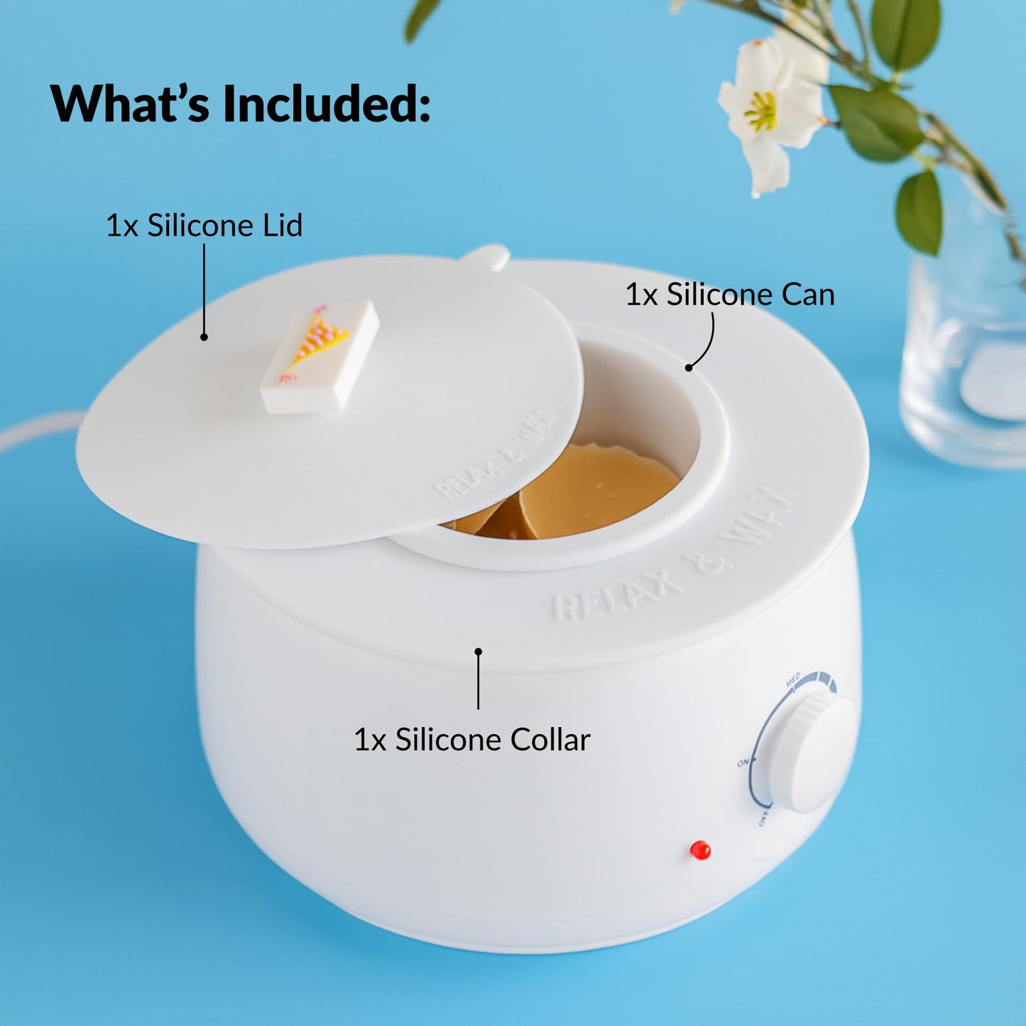 Reusable Non-Stick Silicone Wax Collars + Can + Lid for Wax Pot – Fits All 14-16 oz Wax Cans & Warmers – Wax Warmer Collars for Easy, Mess-Free Cleaning, 3-Piece Set (Collar + Can + Lid, White)
