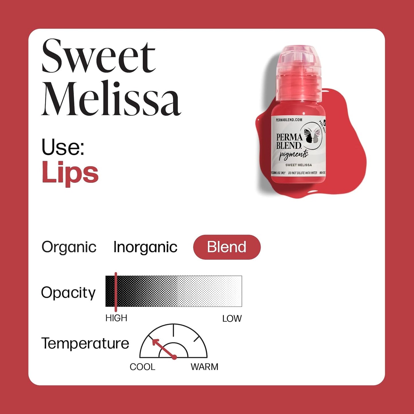 Sweet Melissa Tattoo Ink - Natural Medium Pink Lip Blush Microblading Ink | Vegan Permanent Makeup (0.5 oz)