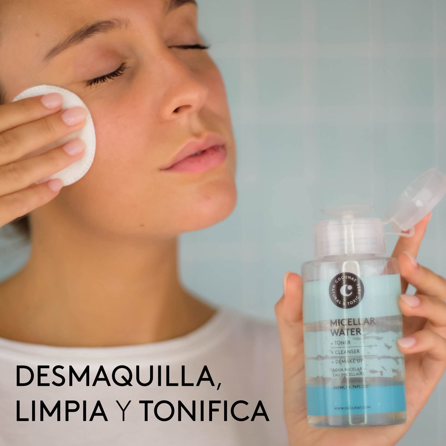 COCUNAT | Micellar Water 3-in-1 | Cleans, Tones and Removes Make-Up | Made with Aloe Vera & Lavender | All Skin Types | Silicone-Free & Paraben-Free | 200 ml