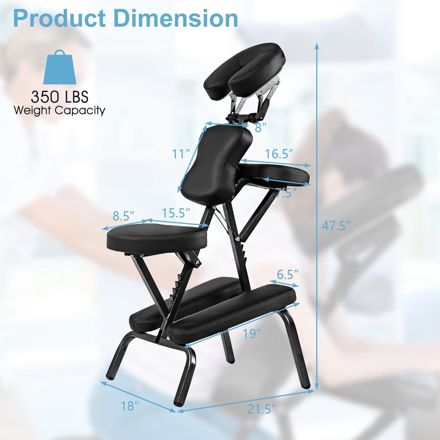 Giantex Portable Light Weight Massage Chair Travel Massage Tattoo Spa Chair w/Carrying Bag (White)
