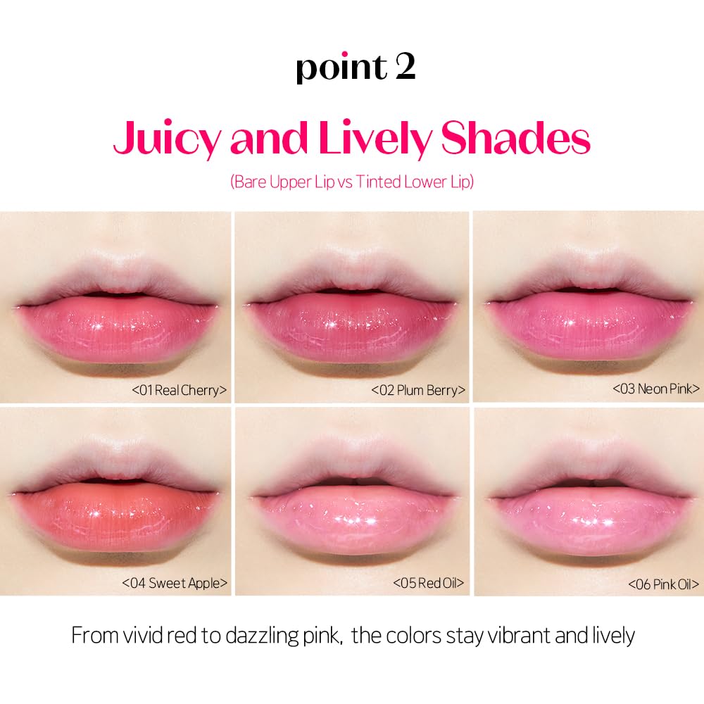 ETUDE Dear Darling Oil Tint #6 Pink Oil (0.14 fl.oz) | High Moisturizing and Strong Hydrating Lip Oil/Lip Gloss | Smooth and Moist Lips | Non-Sticky Lip Oil Tint For Dry Lips | K-beauty