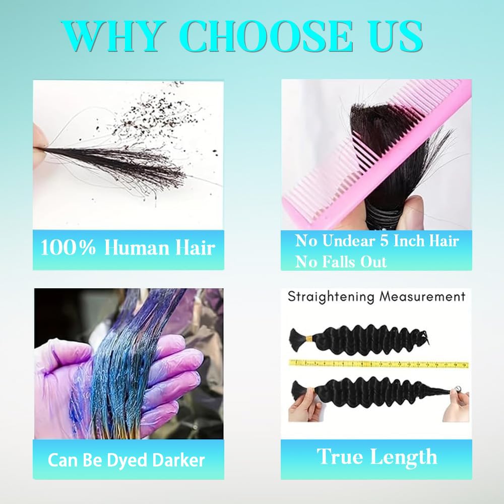 Human Braiding Hair - 110g 18 Inch Deep Wave Boho Bulk | Chocolate Brown 2 Bundles