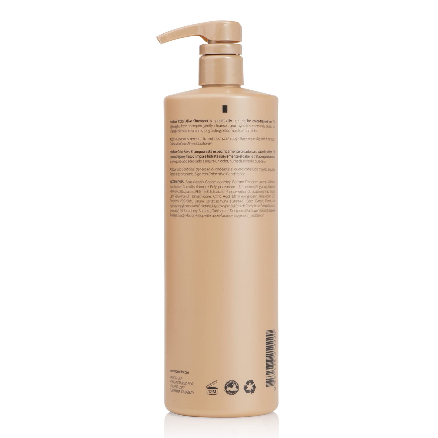 MOEHAIR Color Alive Shampoo | Moisturizing & Hydrating | Shampoo for Color-Treated Hair | Paraben & Sulfate Free | Rich in Safflower & Castor Oil | Controls Frizz (32 Fl. Oz)