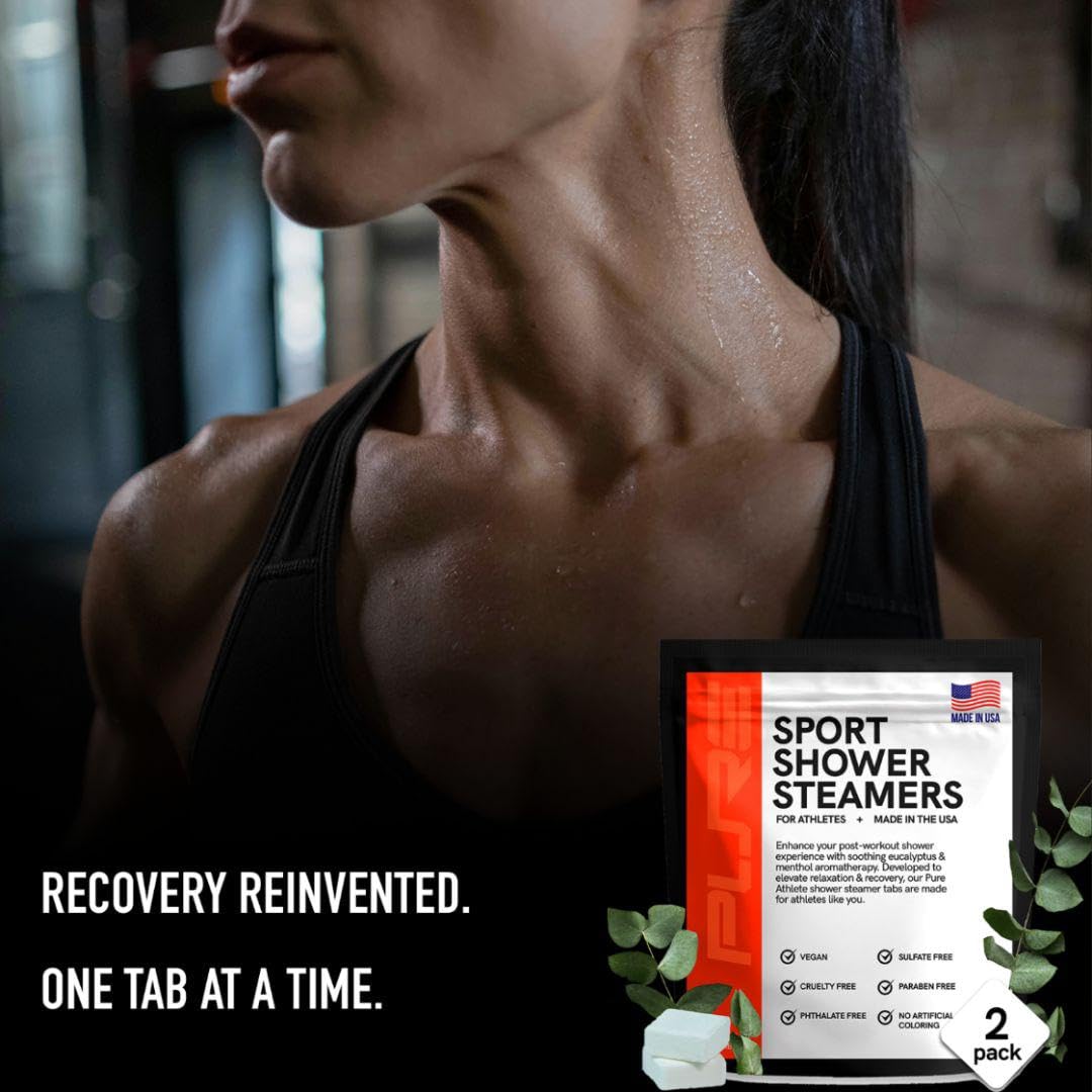 Sport Shower Steamers - USA Made with Natural Eucalyptus Essential Oil, Aromatherapy, Stress and Sinus Relief, Muscle Recovery for Athletes, Best Birthday Presents and Summer Gifts for Runners