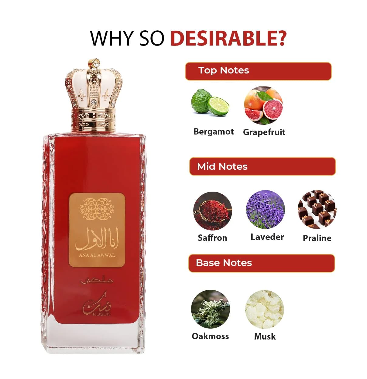Nusuk Ana Al Awwal Malaki Eau De Parfum Spray, 3.4 Ounce (Unisex)