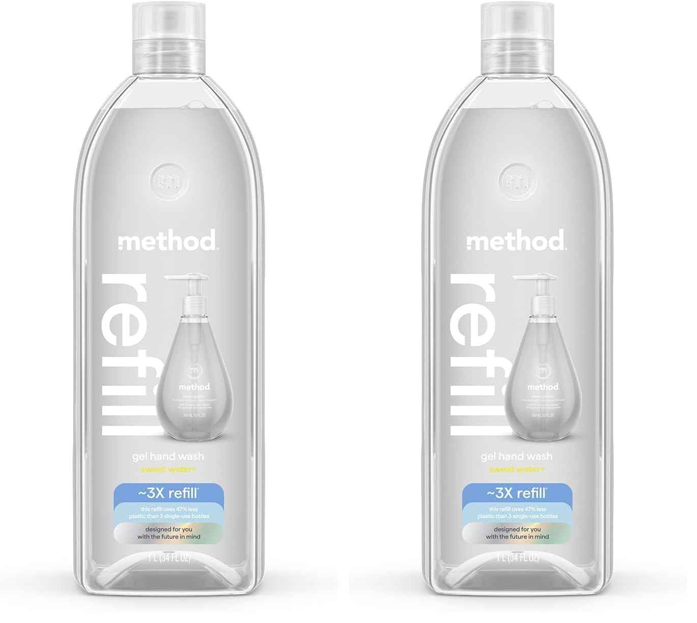 Method Gel Hand Soap, Refill, Sweet Water, 34 oz (Packaging May Vary) (Pack of 2)