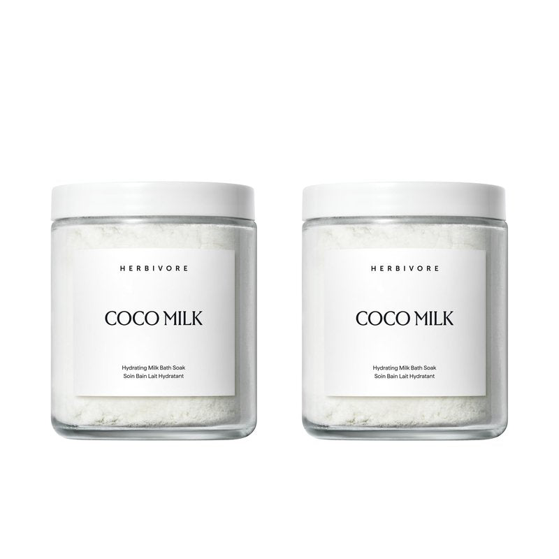 HERBIVORE Coconut Milk Bath Soak | Deeply Hydrating + Skin Softening, Soothing Light Coconut Scent, Vegan, Plant-Based, 237 mL / 8 oz (2-pack)
