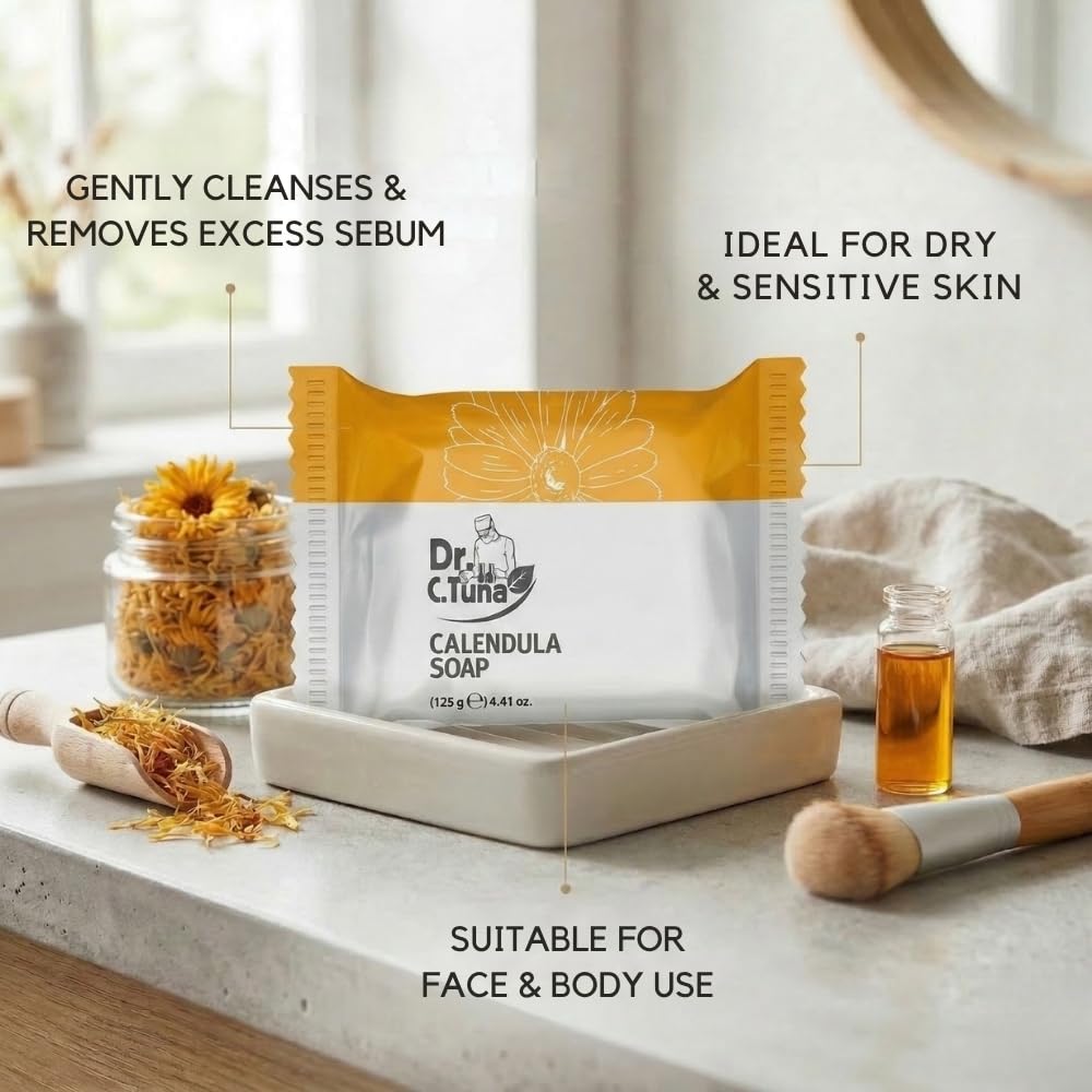 FARMASi Dr. C. Tuna 3 Pack Calendula Soap Bar, Hydrating Skin Care, 4.41oz