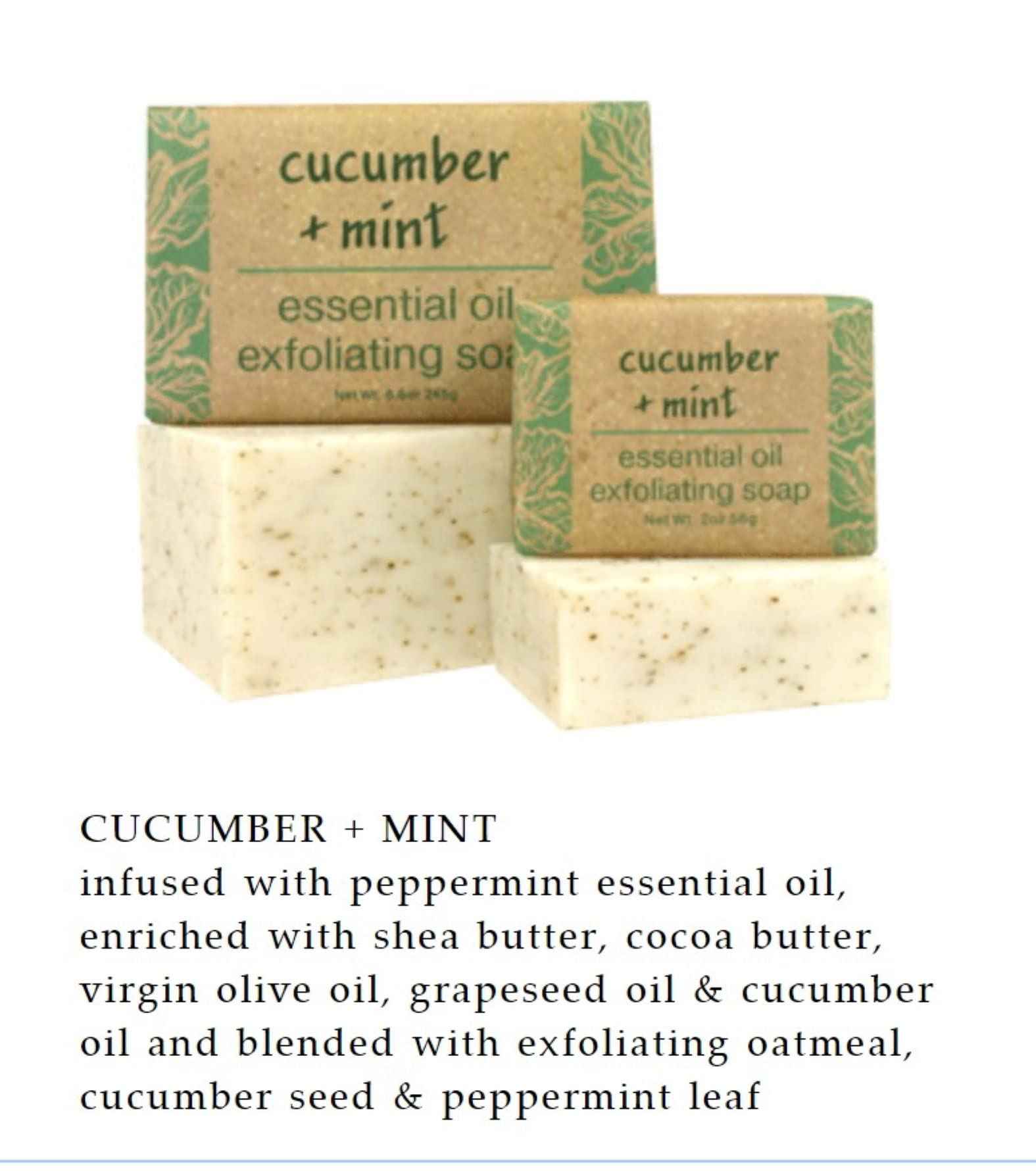 Greenwich Bay Trading Co, Essential Oil Cucumber and Mint Exfoliating Bath Bar Soap, Set of 2, 8.6 Ounces Each